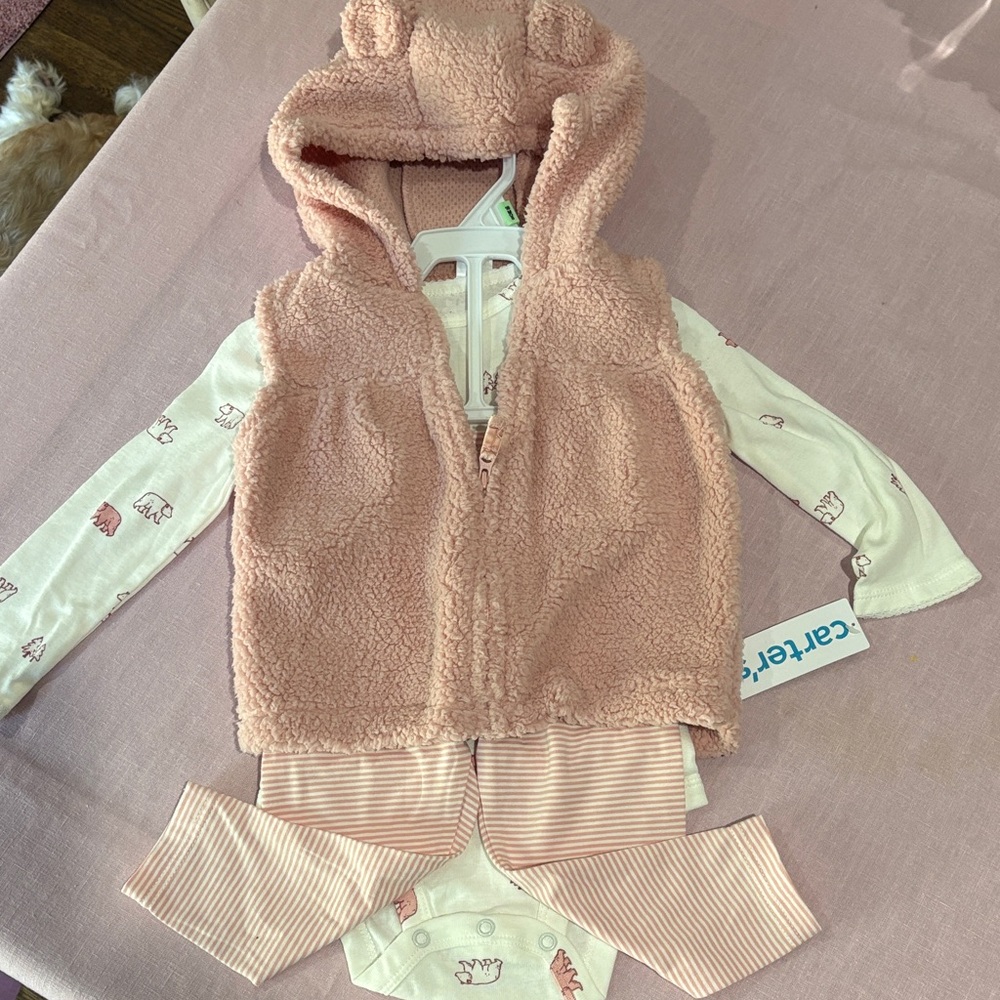 Carter's Soft Pink Hooded Baby Vest